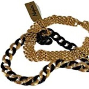 Vtg 90s Gold Black Choker Necklace